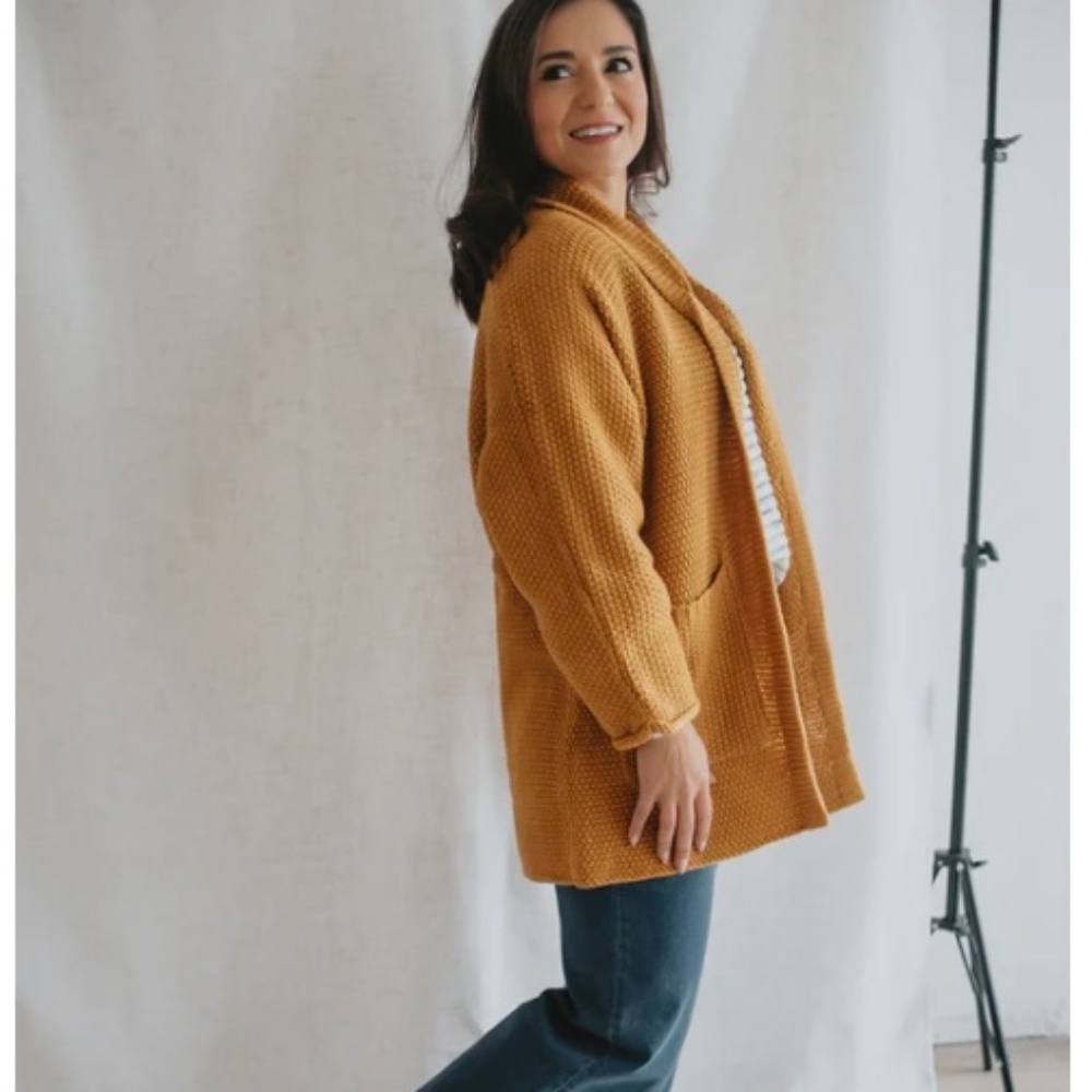 Cozy Open-Front Mustard Cardigan Sweater